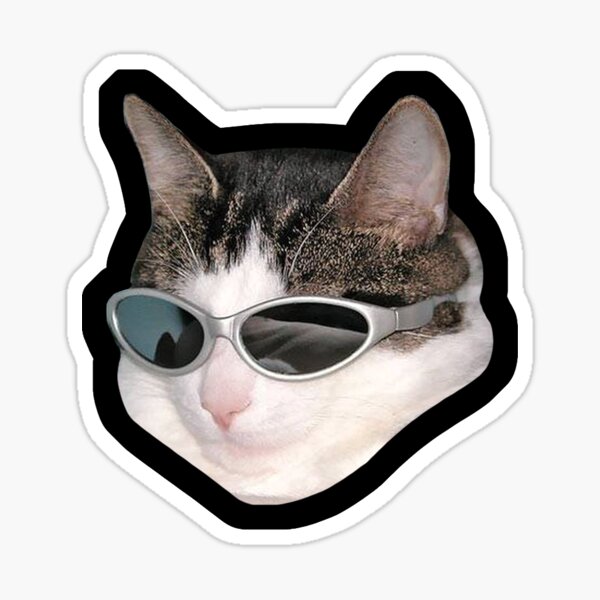 "Sunglasses Cat Meme 2 (Black Outline)" Sticker for Sale by cat