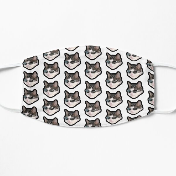 Sunglasses Cat Meme #2 (Black Outline) Flat Mask