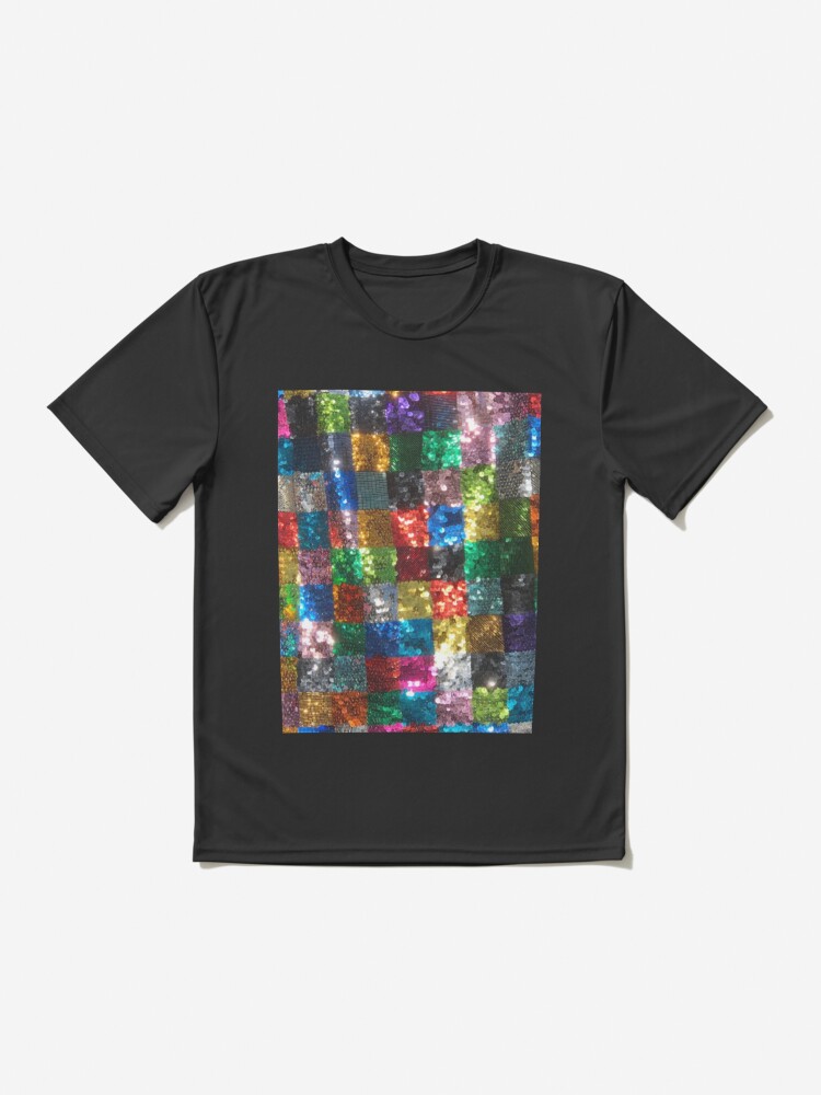 Paillettes boule disco paillettes f te Patchwork scintillant ann es 70 funky licorne carr s carreaux motif de courtepointe color T shirt