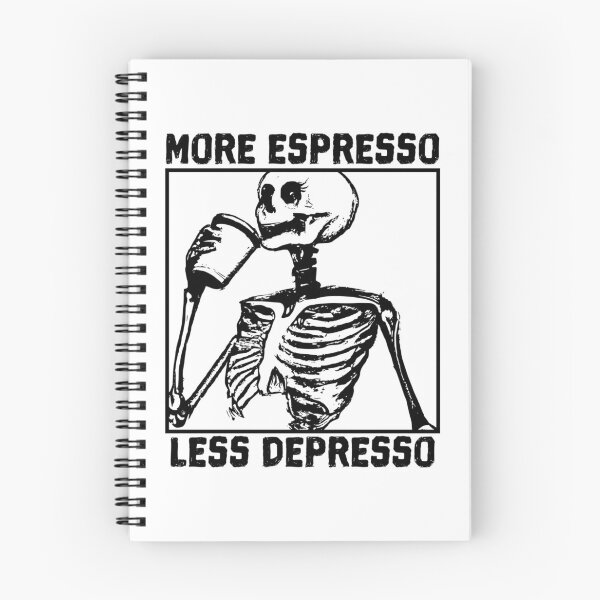 Item preview, More Espresso Less Depresso, Skeleton Drinking Coffee, Black designed and sold by anghelapparel.