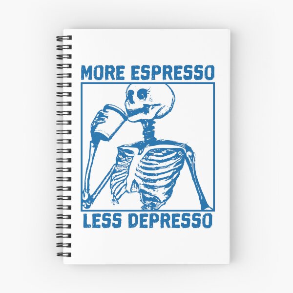 Item preview, More Espresso Less Depresso, Skeleton Drinking Coffee, Blue designed and sold by anghelapparel.