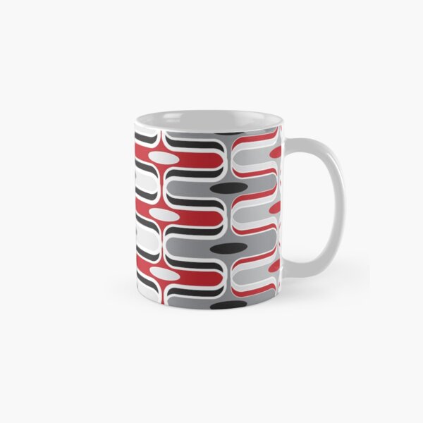Item preview, Retro Mod Ogee Red And Black Abstract Pod Pattern © fatfatin designed and sold by fatfatin.