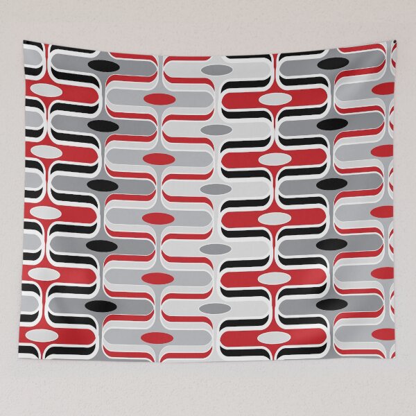 Item preview, Retro Mod Ogee Red And Black Abstract Pod Pattern © fatfatin designed and sold by fatfatin.