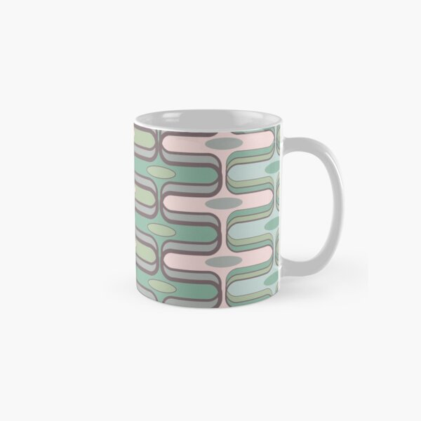Item preview, Retro Mod Ogee Pastel Pink And Moss Green Abstract Pod Pattern © fatfatin designed and sold by fatfatin.