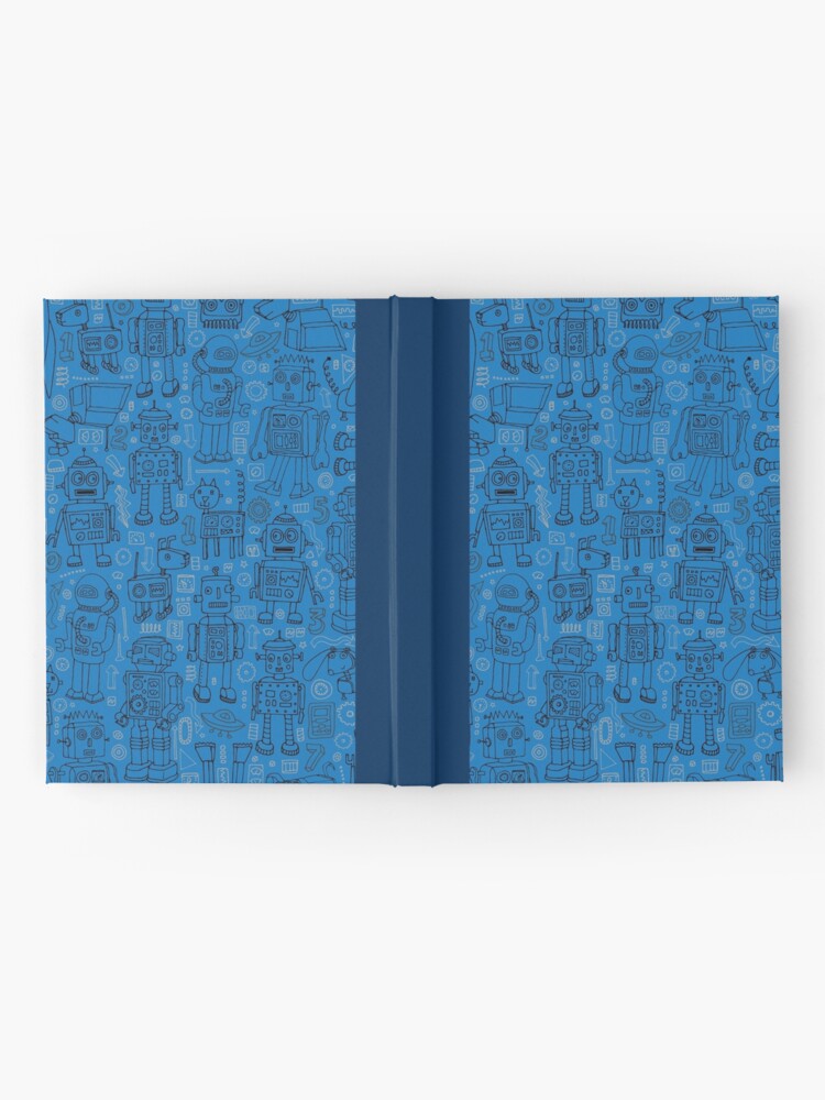 Alternate view of Robot pattern - Blue - fun pattern by Cecca Designs Hardcover Journal