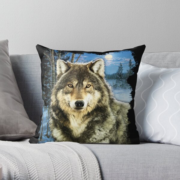 Big Grey Wolf In Winter Throw Pillow