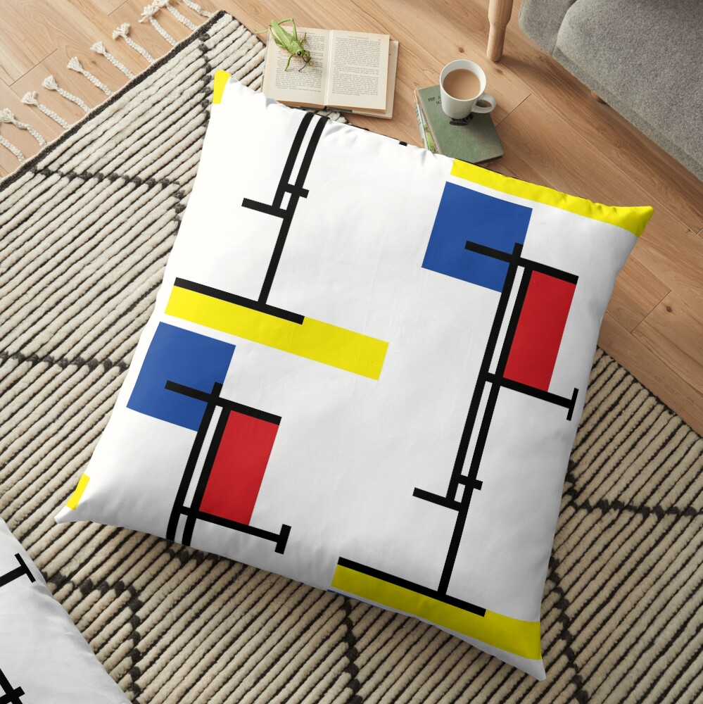 Mondrian Minimalist De Stijl Modern Art III © fatfatin Floor Pillow