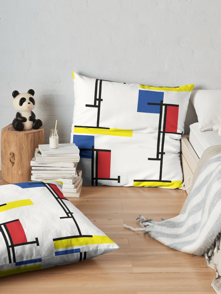 Alternate view of Mondrian Minimalist De Stijl Modern Art III © fatfatin Floor Pillow