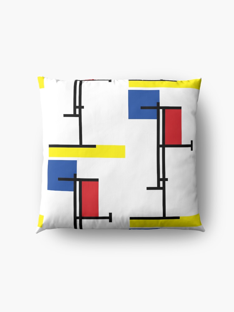 Alternate view of Mondrian Minimalist De Stijl Modern Art III © fatfatin Floor Pillow