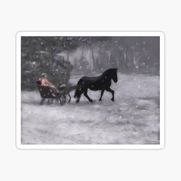 "One Horse Open Sleigh" Sticker for Sale by TheArtCave | Redbubble