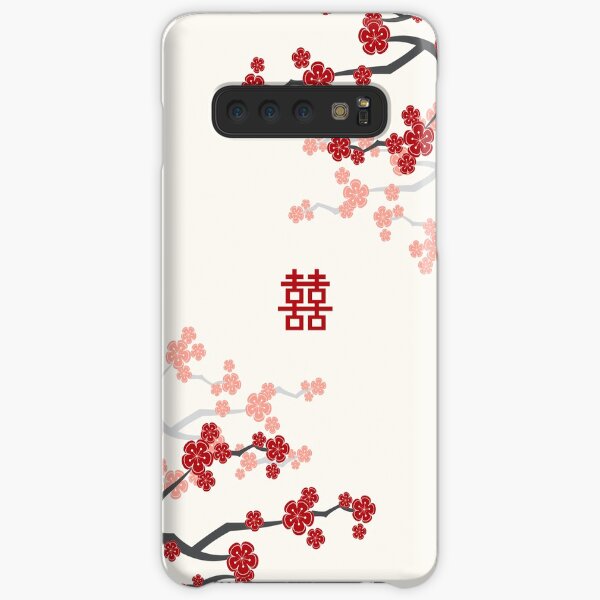 Red Oriental Cherry Blossoms on Ivory and Chinese Wedding Double Happiness | Japanese Sakura Samsung Galaxy Snap Case