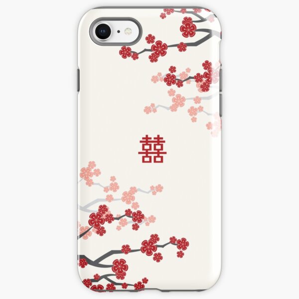 Red Oriental Cherry Blossoms on Ivory and Chinese Wedding Double Happiness | Japanese Sakura iPhone Tough Case