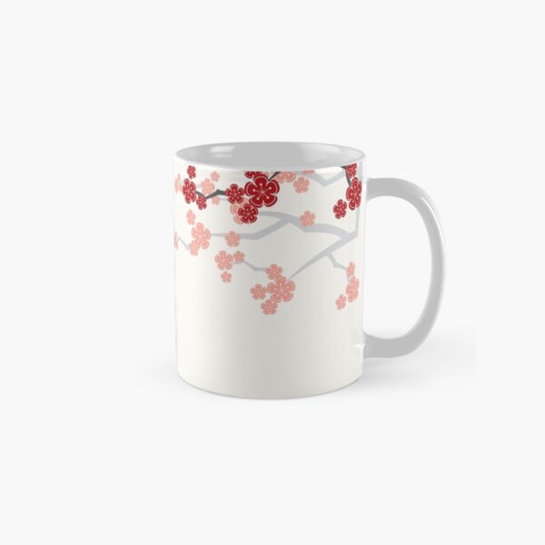 Red Oriental Cherry Blossoms on Ivory and Chinese Wedding Double Happiness | Japanese Sakura Classic Mug