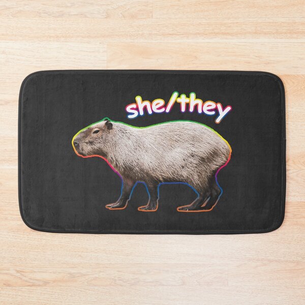 Item preview, lgbt she / they pronouns cute capybara designed and sold by HelloShoppy.