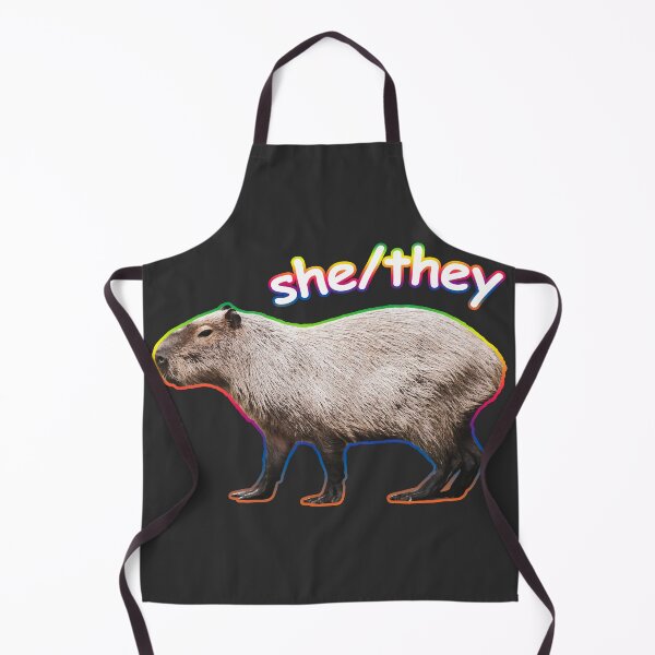 Item preview, lgbt she / they pronouns cute capybara designed and sold by HelloShoppy.