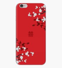 White Oriental Cherry Blossoms on Red and Chinese Wedding Double Happiness | Japanese Sakura iPhone Case