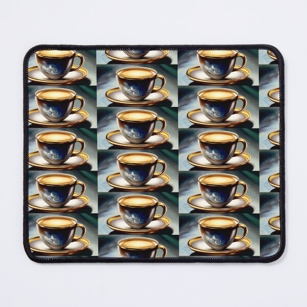 Item preview, Digital painting of an isolated ornate cup of coffee sitting atop a gold and pearl colored saucer. designed and sold by Bookwyrm-Bazaar.
