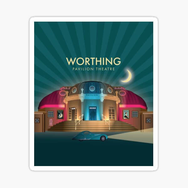 Worthing Pavilion Theatre at Night Sticker