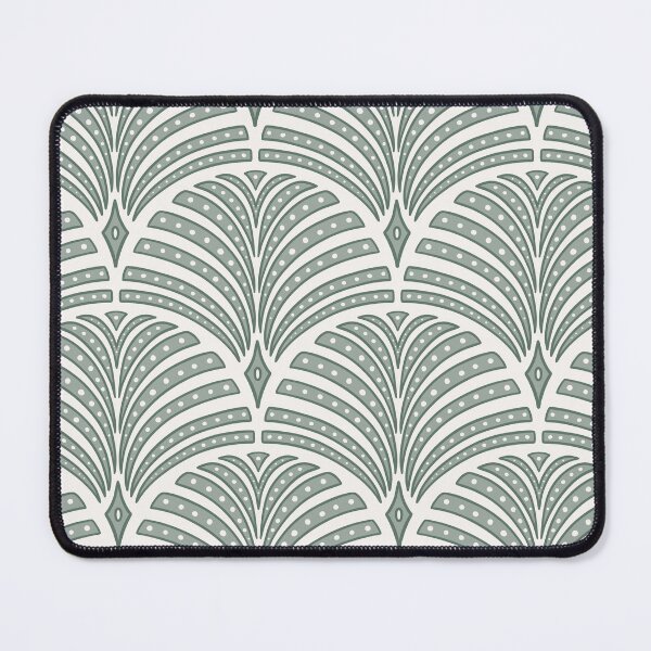 Item preview, roaring 20s Art Deco scallop - teal and cream designed and sold by Chelsea Jay.