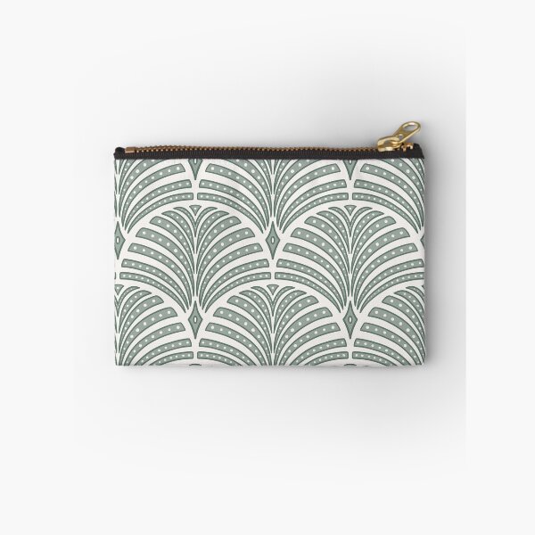 Item preview, roaring 20s Art Deco scallop - teal and cream designed and sold by Chelsea Jay.
