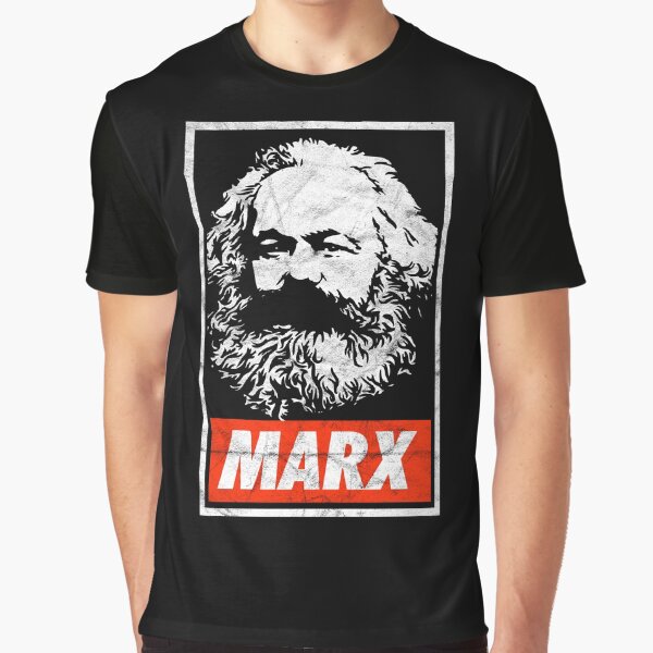 Vista previa del artículo con la obra «Marx (aspecto desgastado negro)», diseñado y vendido por politicalamity.