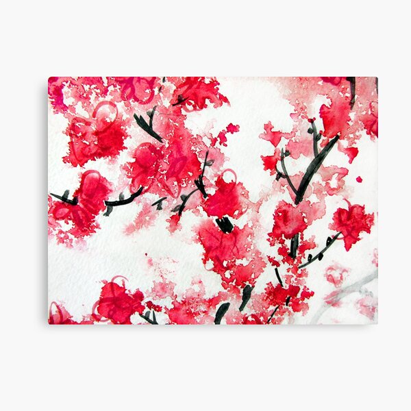 Pink Gucci Prunus Serrulata Flowers Can - Canvas Wall Art
