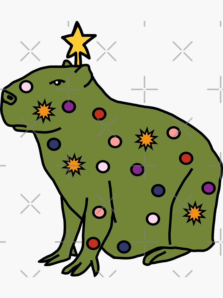 Funny Christmas Tree Capybara Sticker for Sale by ellenhenry