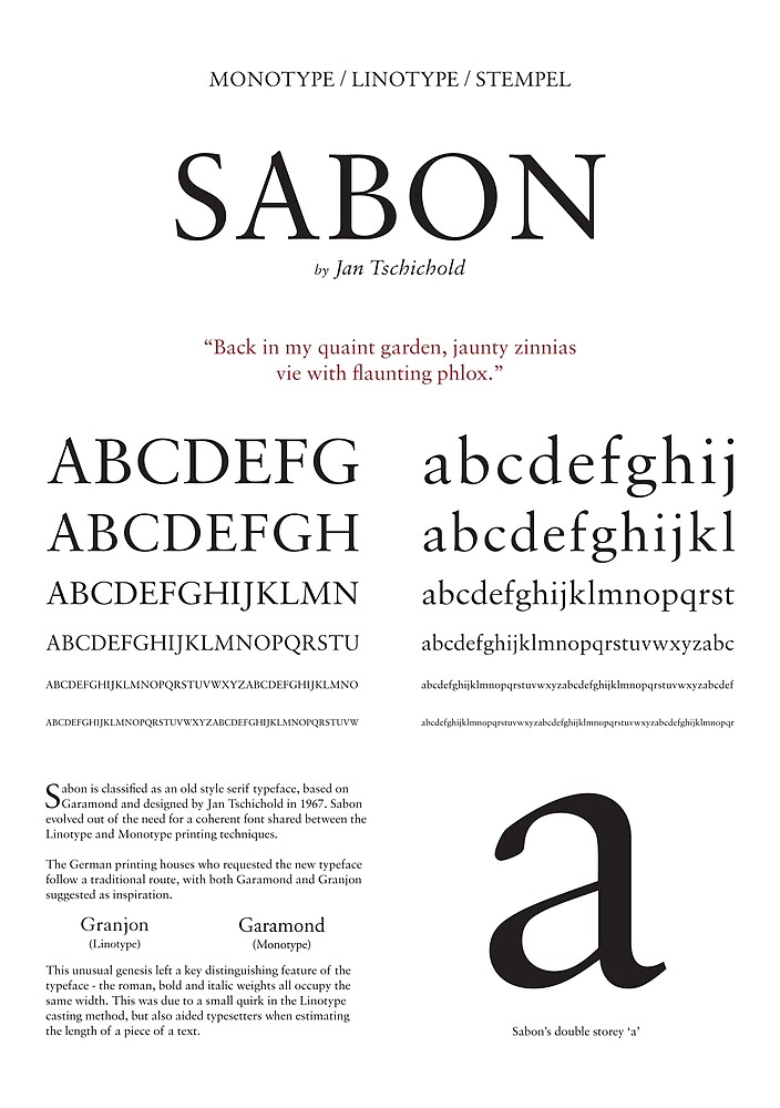 sabon vs garamond typeface