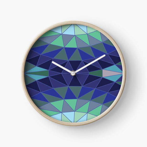 Geodesic Marquise - sapphire - Geometric pattern by Cecca Designs Clock