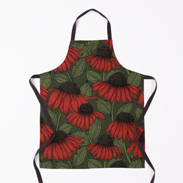 Item preview, Red coneflowers on dark green designed and sold by Katerina Mitkova Kirilova.