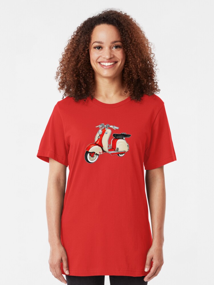 Alternate view of Scooter T-shirts Art: 1955 Lambretta LD 150 Reb and white Slim Fit T-Shirt