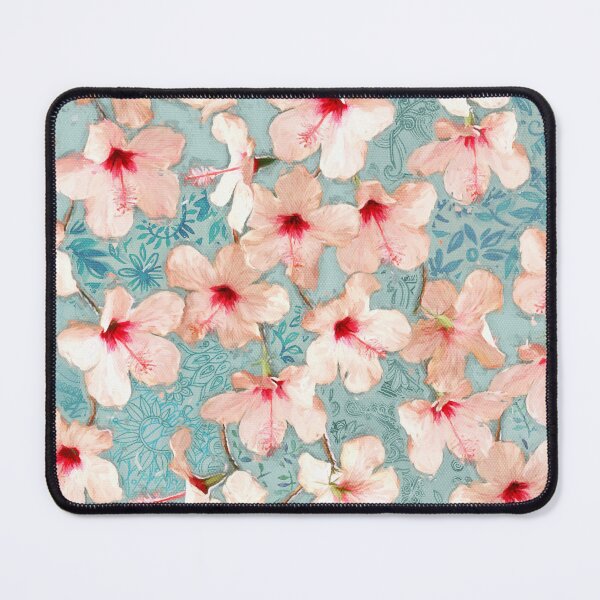 Item preview, Shabby Chic Hibiscus Patchwork Pattern in Peach & Mint designed and sold by micklyn.