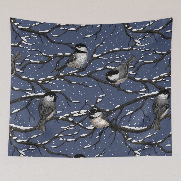 Item preview, Chickadees in winter night designed and sold by Katerina Mitkova Kirilova.