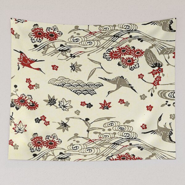 Item preview, Traditional Japanese Kimono Yukata Crane Pattern designed and sold by PatternMama.