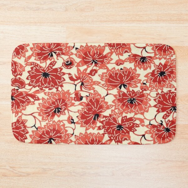 Item preview, Traditional Japanese Kimono Yukata Red Floral Pattern designed and sold by PatternMama.