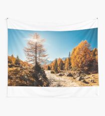 Tela decorativa Trekking otoñal en el valle alpino de Pusteria