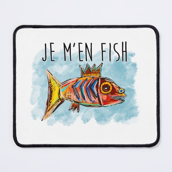 Item preview, Je m'en FISH bleu designed and sold by Island Life Studio.