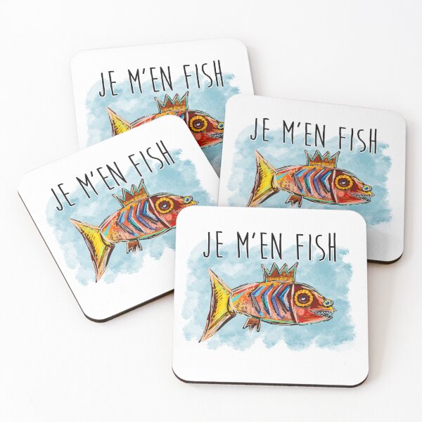 Item preview, Je m'en FISH bleu designed and sold by Island Life Studio.