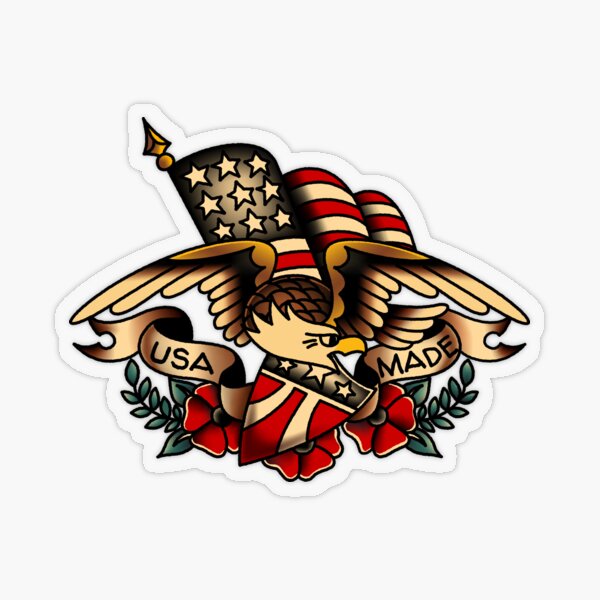 USA Made Patriotic Eagle Transparent Sticker