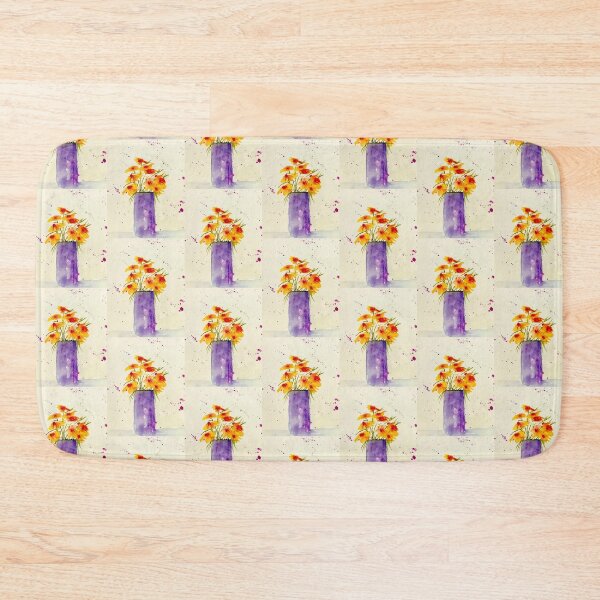 Item preview, purple vase of yellow flowers  designed and sold by watercolorsLiz.