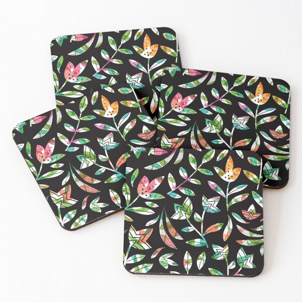 Item preview, Pointy Flora in Vibrant Hues on Black designed and sold by PaisleyMcNoodle.