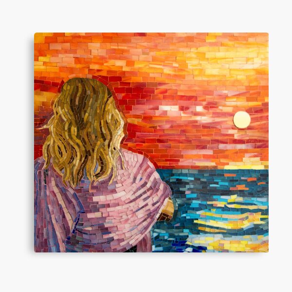 Mediterranean Sunset mosaic art Metal Print