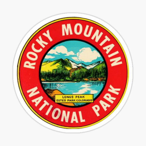  Etiqueta engomada de la etiqueta vintage de Estados Unidos - Longs Peak. Estes Park Pegatina