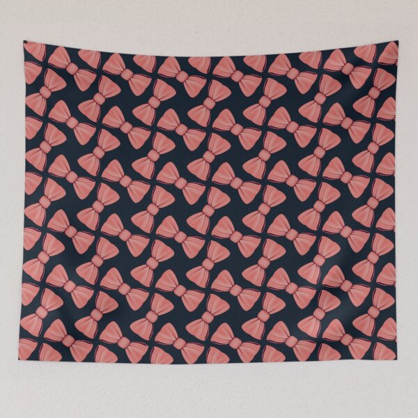 Item preview, Pink Bows Over Navy Blue designed and sold by LBArtYarn.