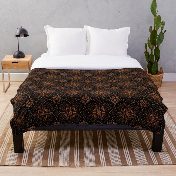 Aperçu de l'œuvre Beau motif floral orange et noir créée et vendue par patternologyy.