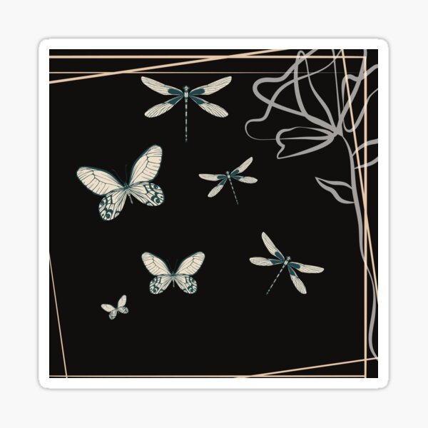 Butterflies and Dragonfly Sticker