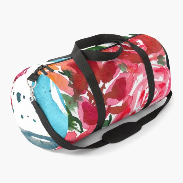 Colorful watercolor wildflowers vase bouquet art Duffle Bag