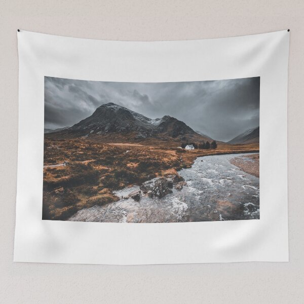 Item preview, Snowy Skies and the iconic wee white house at the bottom of the iconic Buachaille Etive Mòr Mountain, Glencoe. -Scottish Highlands.  designed and sold by AB-Imagery.
