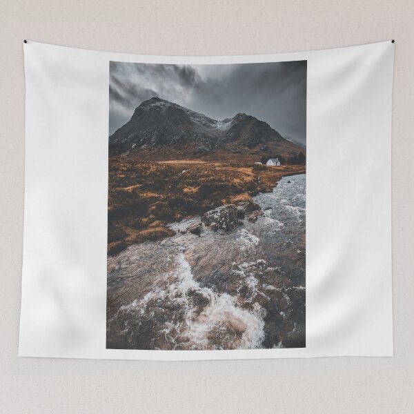 Item preview, Snowy Skies and the iconic wee white house at the bottom of the iconic Buachaille Etive Mòr Mountain, Glencoe. -Scottish Highlands.  designed and sold by AB-Imagery.