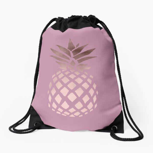 Elegant rose gold pineapple Drawstring Bag